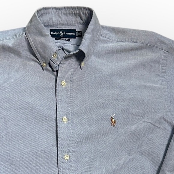 Ralph Lauren Mens Blue Long Sleeve Button Down Shirt Classic Fit Size 16 34/35 - Picture 1 of 9